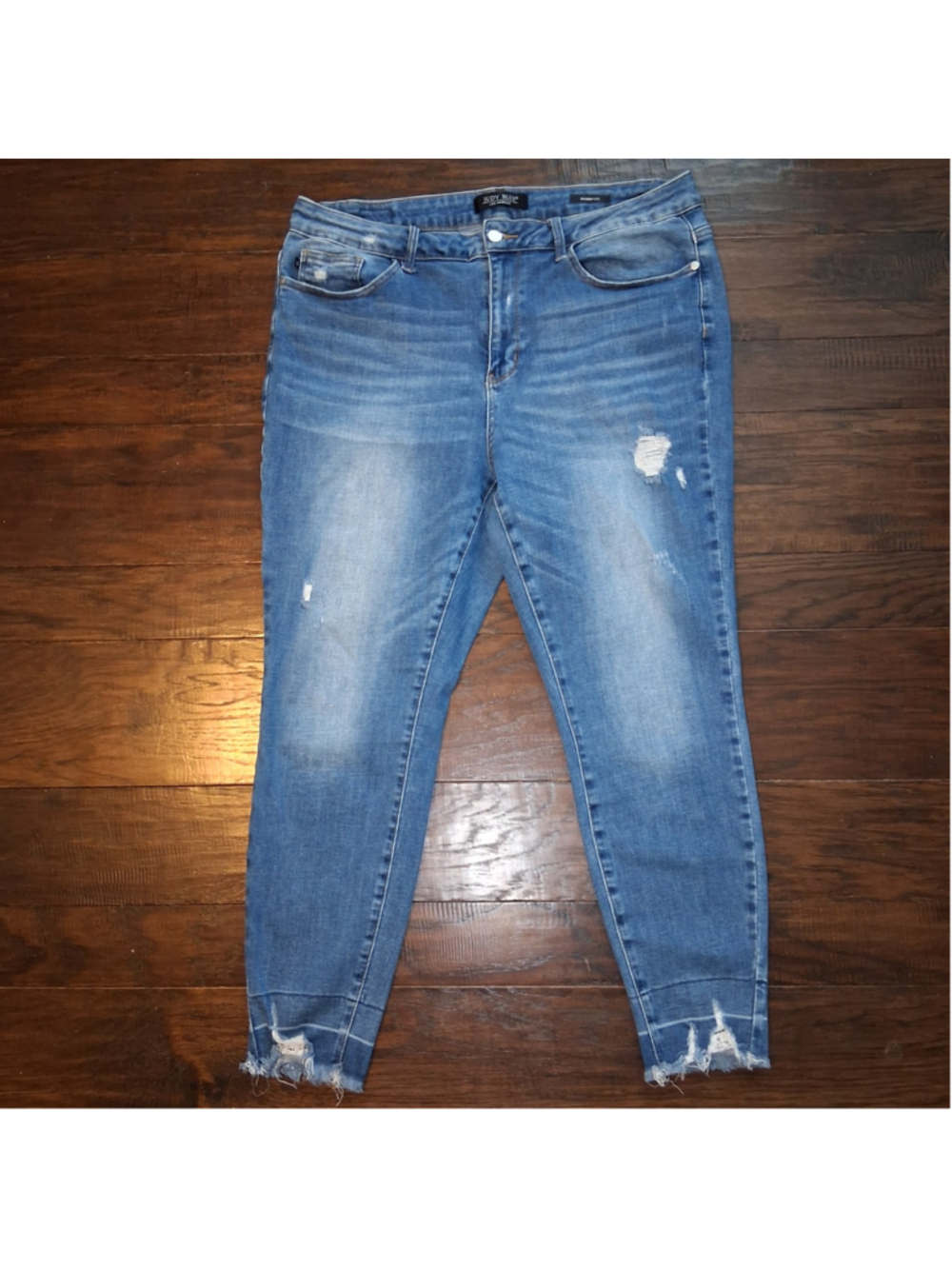Judy Blue Distressed Raw Hem Skinny Jeans
